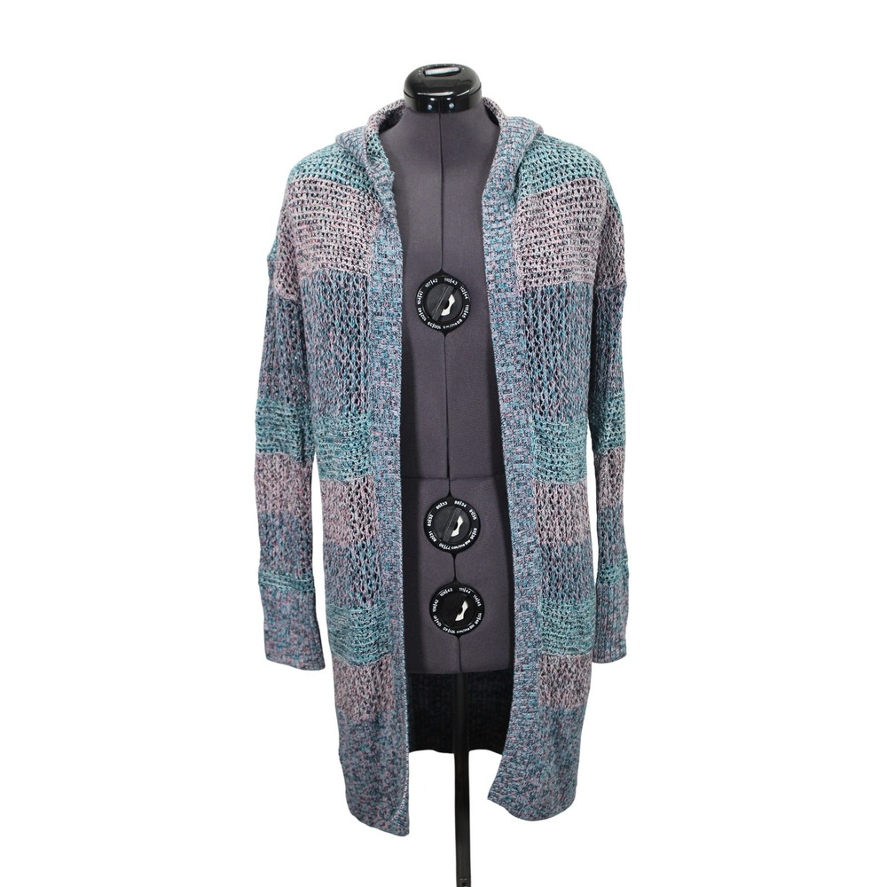 GAP Open Knit Long‎ Hooded Open Front Cardigan Sweater Women's Small